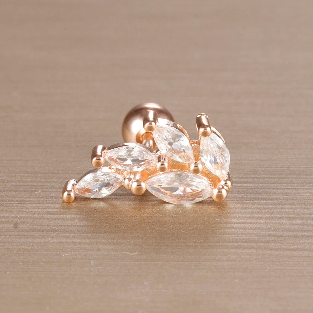 1PC 316L Stainless Steel Geometry Stud Earrings For Women Fashion Star Moon Lobe Daith Helix Cartilage Earring Piercing Jewelry