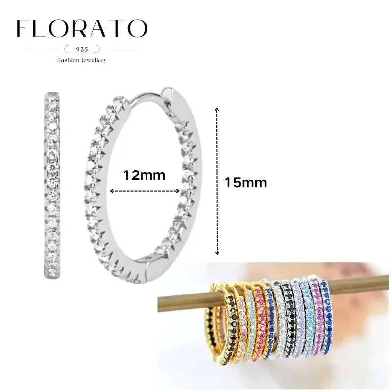 Women Pure Silver Series 925 Sterling Silver Ear Needle Geometric/Butterfly Flowers Pendant hoop Earrings Crystal Zircon Jewelry