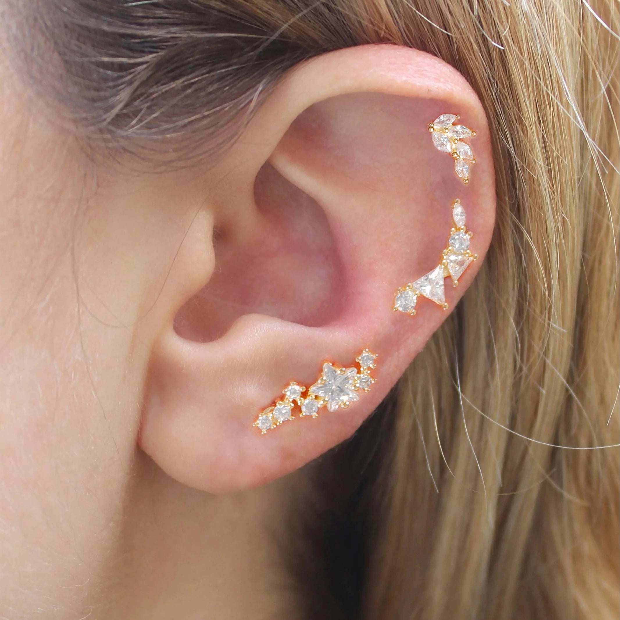 1PC 316L Stainless Steel Geometry Stud Earrings For Women Fashion Star Moon Lobe Daith Helix Cartilage Earring Piercing Jewelry