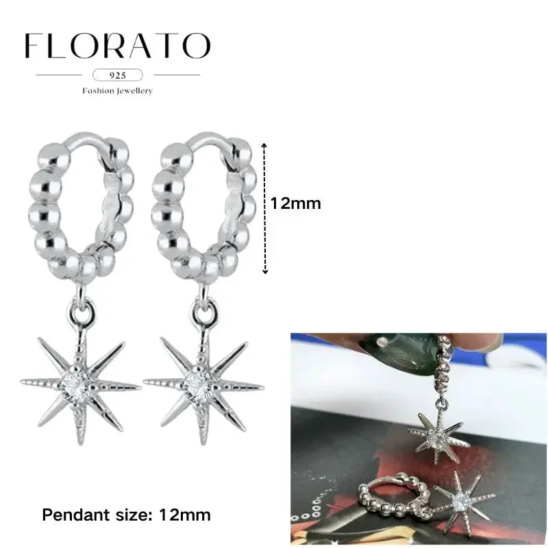 Women Pure Silver Series 925 Sterling Silver Ear Needle Geometric/Butterfly Flowers Pendant hoop Earrings Crystal Zircon Jewelry