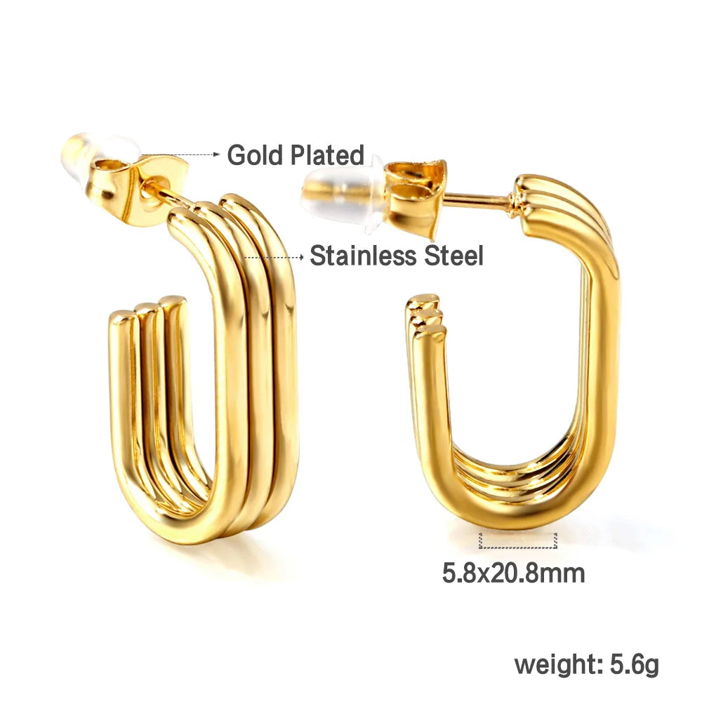 LUXUKISSKIDS Trendy Thick Round Earrings Stainless Steel Hoops for Woman/Girls Statement Huggie серьги Vintage Party Accessories