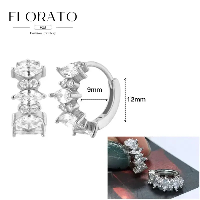 Women Pure Silver Series 925 Sterling Silver Ear Needle Geometric/Butterfly Flowers Pendant hoop Earrings Crystal Zircon Jewelry