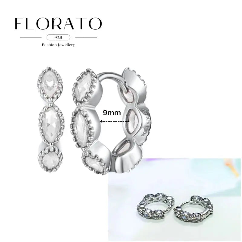 Women Pure Silver Series 925 Sterling Silver Ear Needle Geometric/Butterfly Flowers Pendant hoop Earrings Crystal Zircon Jewelry