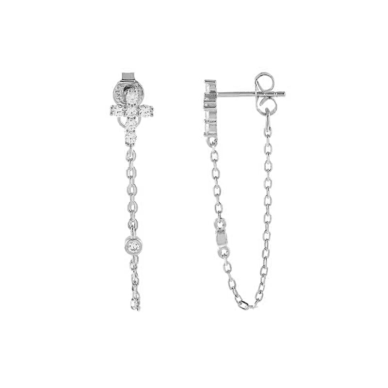 TIANDE Exquisite Zircon Tassel Chain Dangle Earrings for Women Fashion Gold Color Pierced Ear Stud Earrings Jewelry Accessories