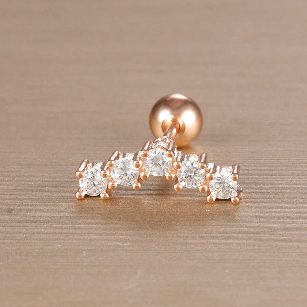 1PC 316L Stainless Steel Geometry Stud Earrings For Women Fashion Star Moon Lobe Daith Helix Cartilage Earring Piercing Jewelry