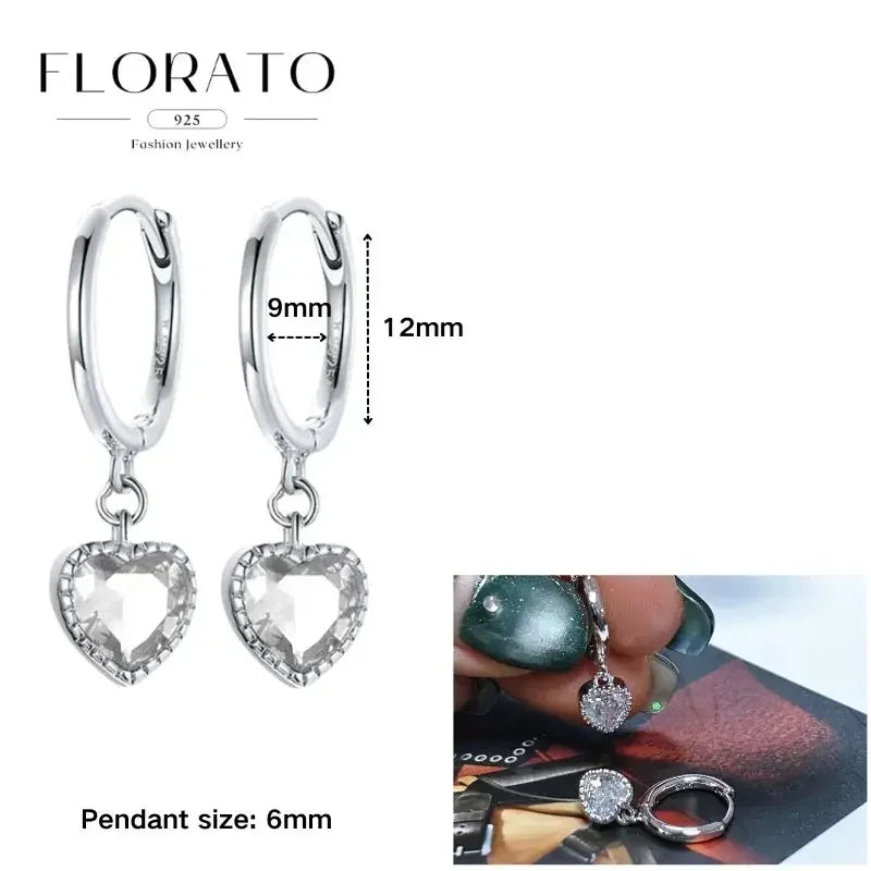 Women Pure Silver Series 925 Sterling Silver Ear Needle Geometric/Butterfly Flowers Pendant hoop Earrings Crystal Zircon Jewelry