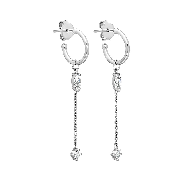 TIANDE Exquisite Zircon Tassel Chain Dangle Earrings for Women Fashion Gold Color Pierced Ear Stud Earrings Jewelry Accessories