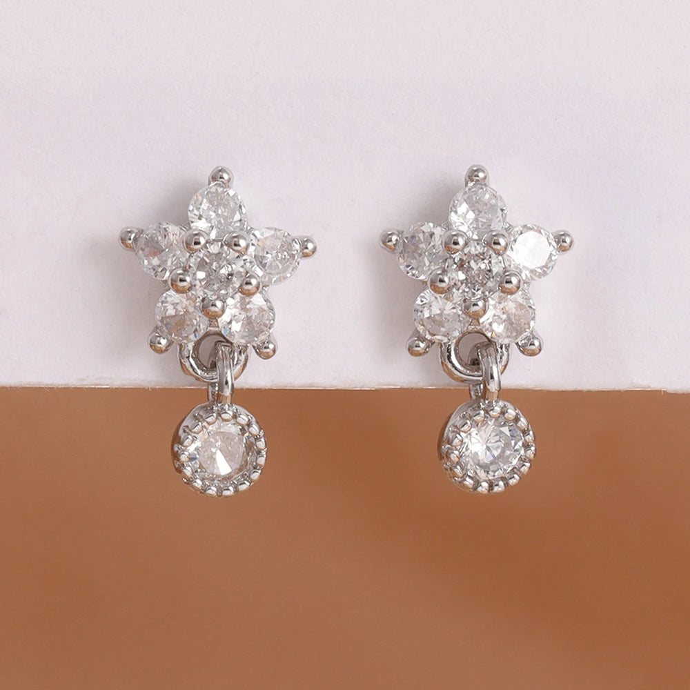 New Arrival Double Chains Long Tassel Drop Earrings For Women Korean Stainless Steel Zircon Hanging Earring Piercing Jewelry