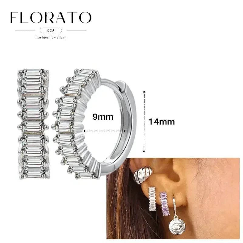 Women Pure Silver Series 925 Sterling Silver Ear Needle Geometric/Butterfly Flowers Pendant hoop Earrings Crystal Zircon Jewelry