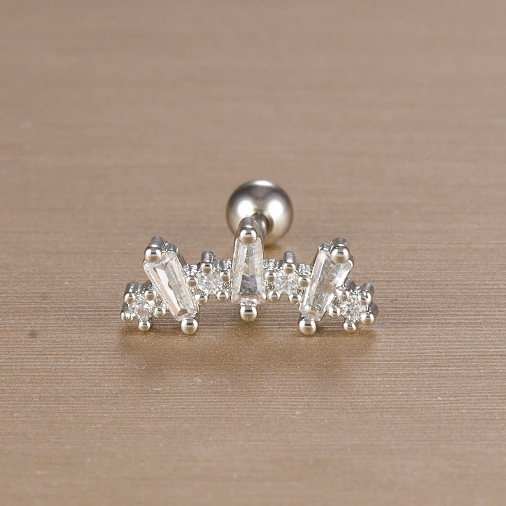 1PC 316L Stainless Steel Geometry Stud Earrings For Women Fashion Star Moon Lobe Daith Helix Cartilage Earring Piercing Jewelry