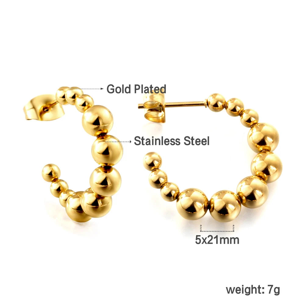 LUXUKISSKIDS Trendy Thick Round Earrings Stainless Steel Hoops for Woman/Girls Statement Huggie серьги Vintage Party Accessories