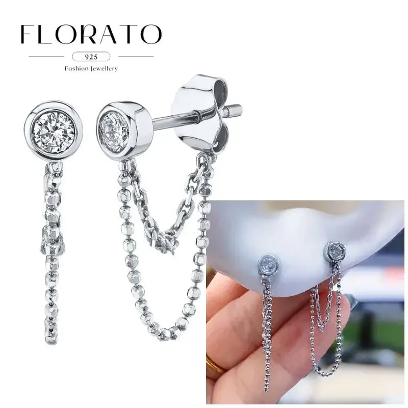 Women Pure Silver Series 925 Sterling Silver Ear Needle Geometric/Butterfly Flowers Pendant hoop Earrings Crystal Zircon Jewelry