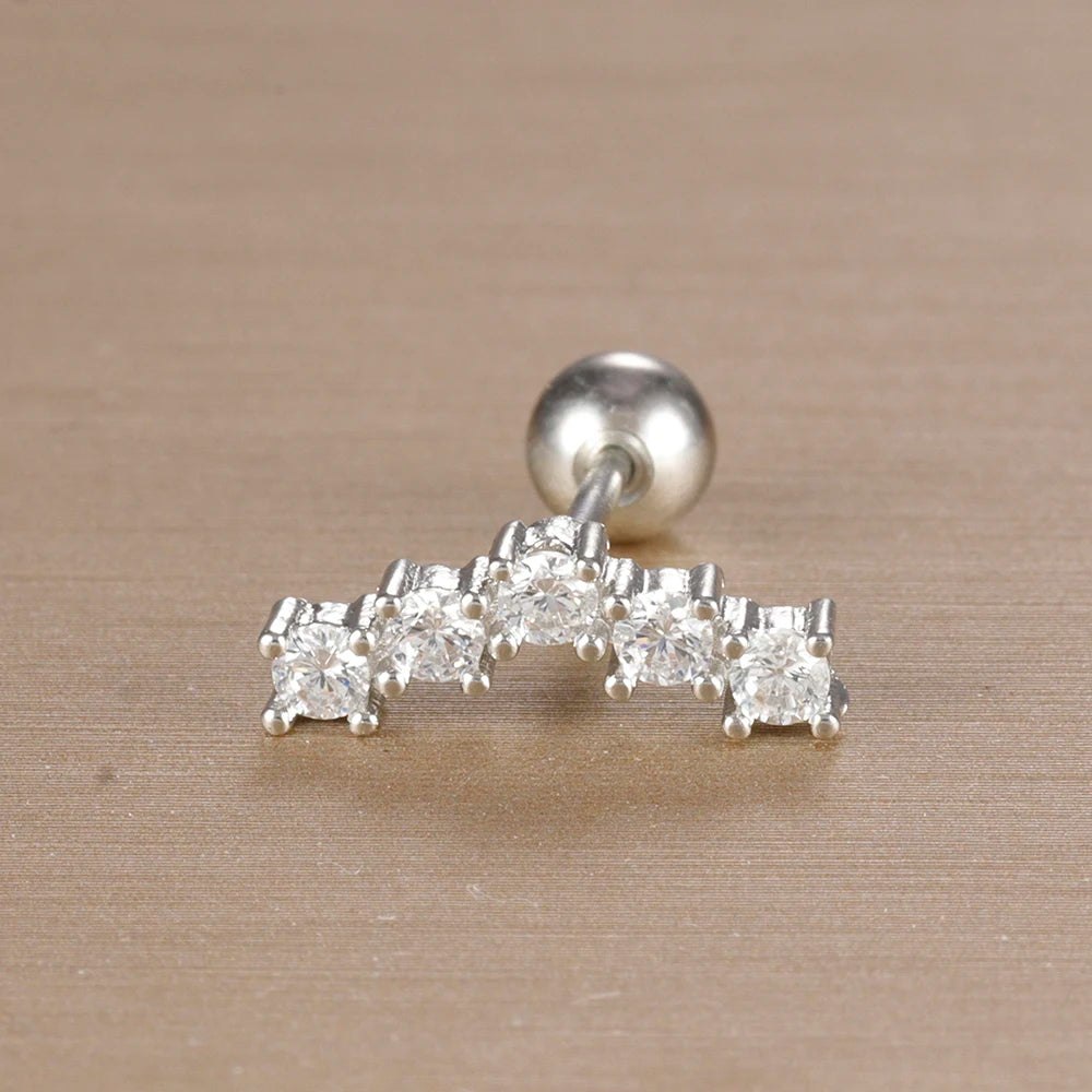 1PC 316L Stainless Steel Geometry Stud Earrings For Women Fashion Star Moon Lobe Daith Helix Cartilage Earring Piercing Jewelry