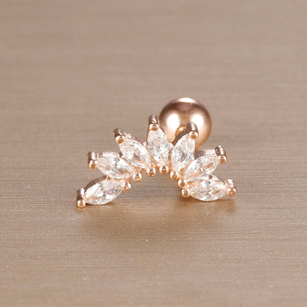 1PC 316L Stainless Steel Geometry Stud Earrings For Women Fashion Star Moon Lobe Daith Helix Cartilage Earring Piercing Jewelry