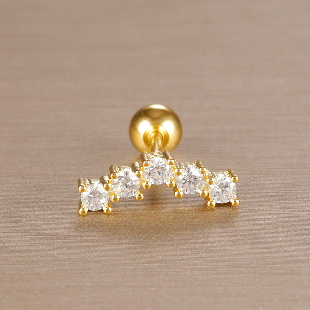 1PC 316L Stainless Steel Geometry Stud Earrings For Women Fashion Star Moon Lobe Daith Helix Cartilage Earring Piercing Jewelry