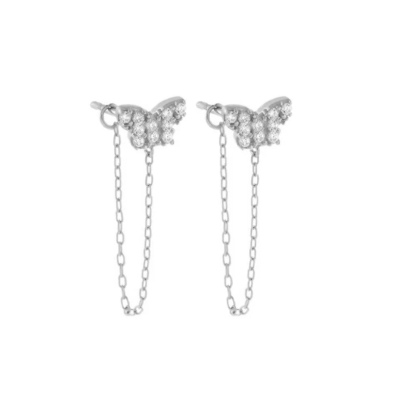 TIANDE Exquisite Zircon Tassel Chain Dangle Earrings for Women Fashion Gold Color Pierced Ear Stud Earrings Jewelry Accessories