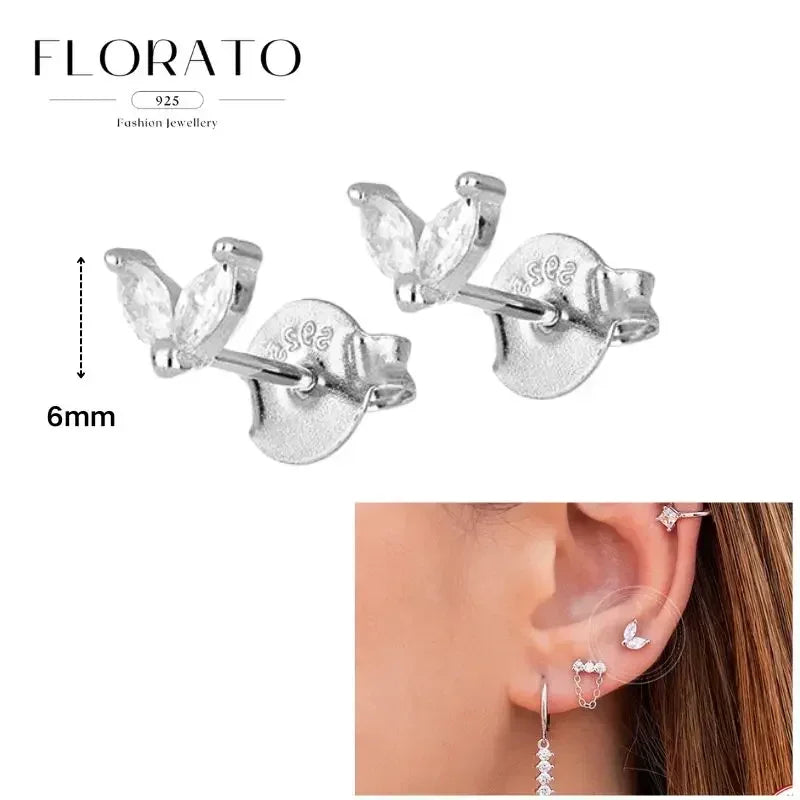 Women Pure Silver Series 925 Sterling Silver Ear Needle Geometric/Butterfly Flowers Pendant hoop Earrings Crystal Zircon Jewelry