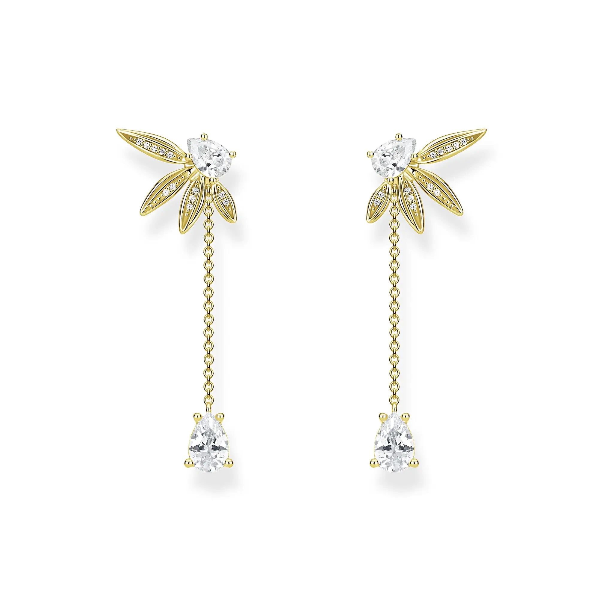 TIANDE Exquisite Zircon Tassel Chain Dangle Earrings for Women Fashion Gold Color Pierced Ear Stud Earrings Jewelry Accessories