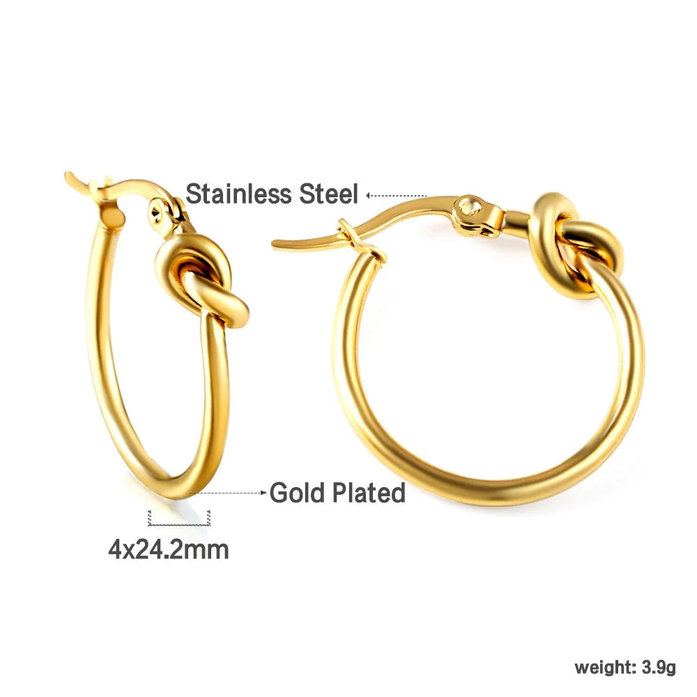 LUXUKISSKIDS Trendy Thick Round Earrings Stainless Steel Hoops for Woman/Girls Statement Huggie серьги Vintage Party Accessories