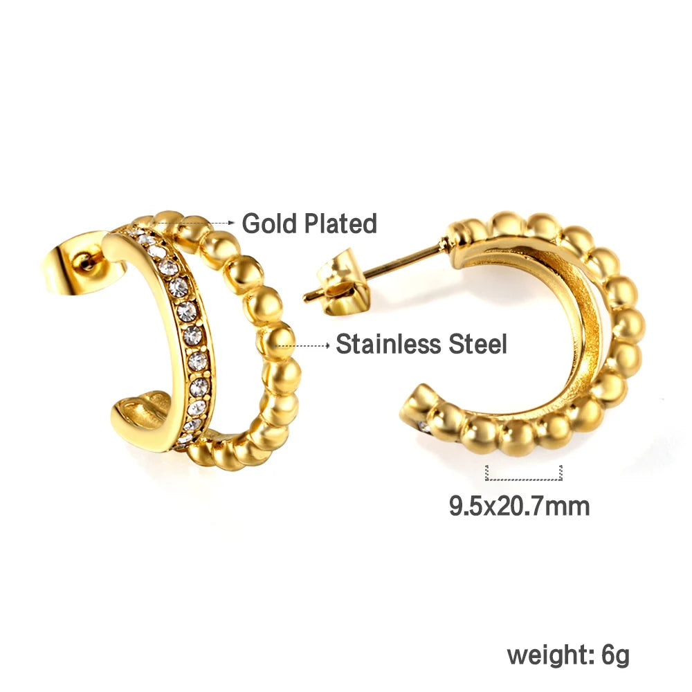 LUXUKISSKIDS Trendy Thick Round Earrings Stainless Steel Hoops for Woman/Girls Statement Huggie серьги Vintage Party Accessories
