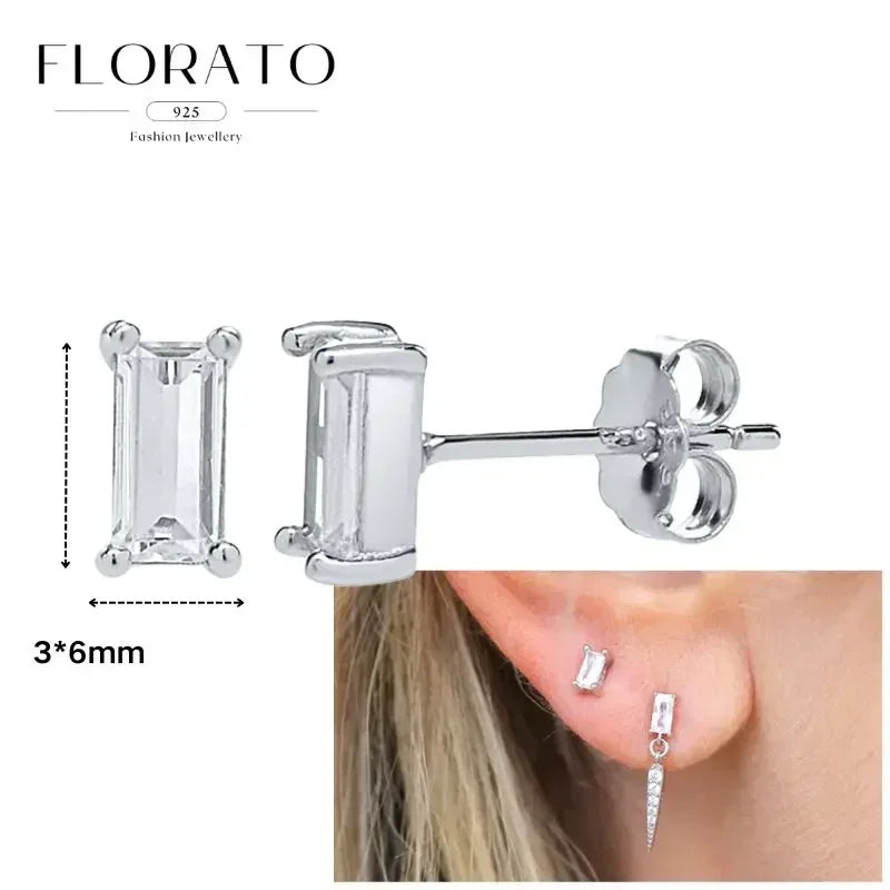 Women Pure Silver Series 925 Sterling Silver Ear Needle Geometric/Butterfly Flowers Pendant hoop Earrings Crystal Zircon Jewelry