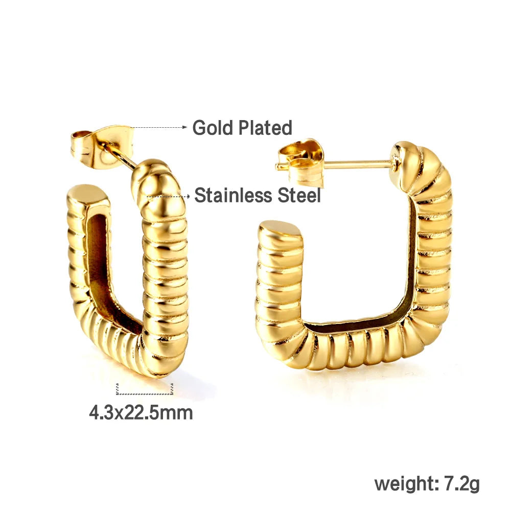 LUXUKISSKIDS Trendy Thick Round Earrings Stainless Steel Hoops for Woman/Girls Statement Huggie серьги Vintage Party Accessories