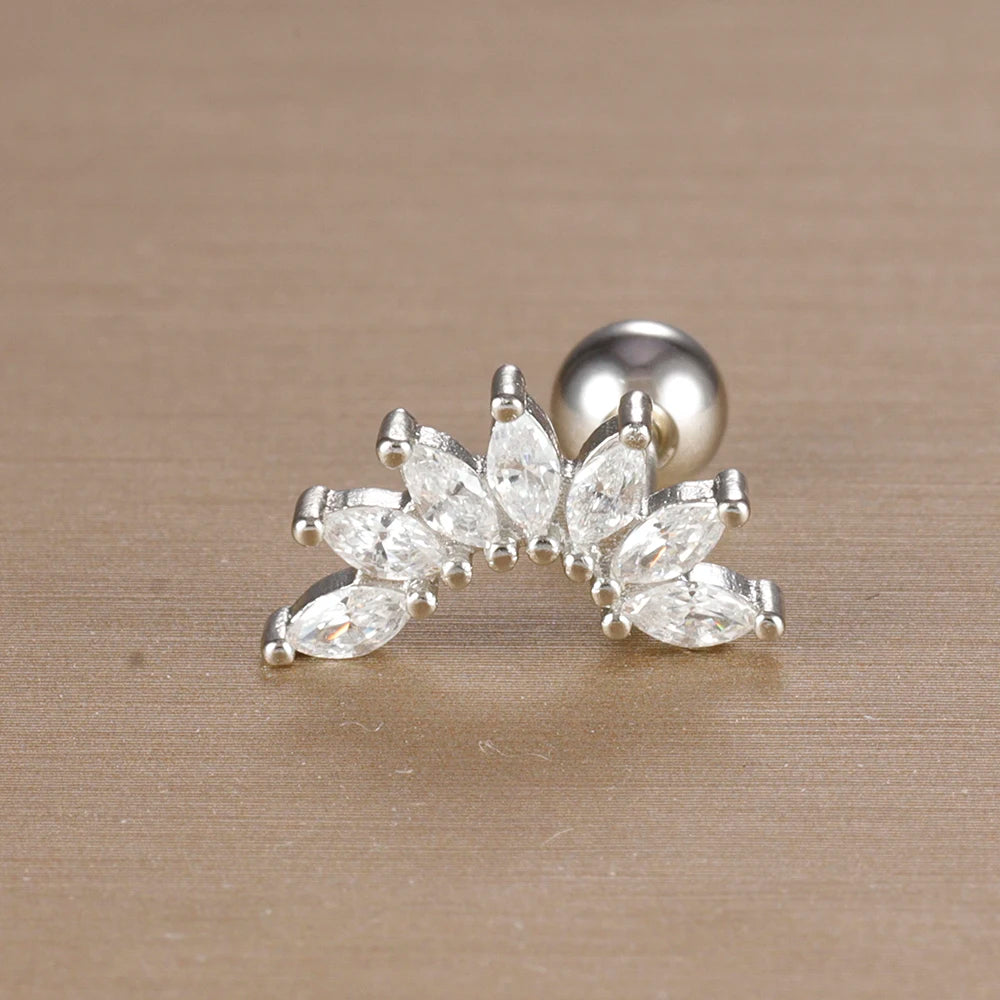 1PC 316L Stainless Steel Geometry Stud Earrings For Women Fashion Star Moon Lobe Daith Helix Cartilage Earring Piercing Jewelry