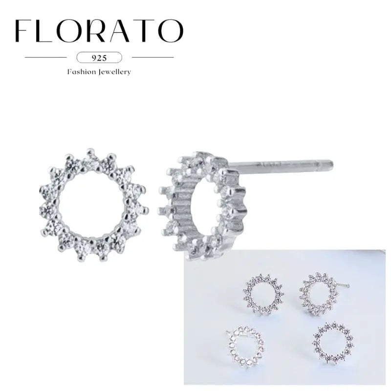 Women Pure Silver Series 925 Sterling Silver Ear Needle Geometric/Butterfly Flowers Pendant hoop Earrings Crystal Zircon Jewelry
