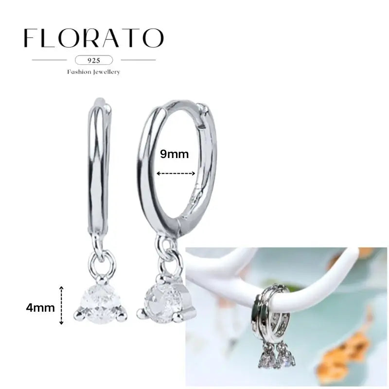 Women Pure Silver Series 925 Sterling Silver Ear Needle Geometric/Butterfly Flowers Pendant hoop Earrings Crystal Zircon Jewelry