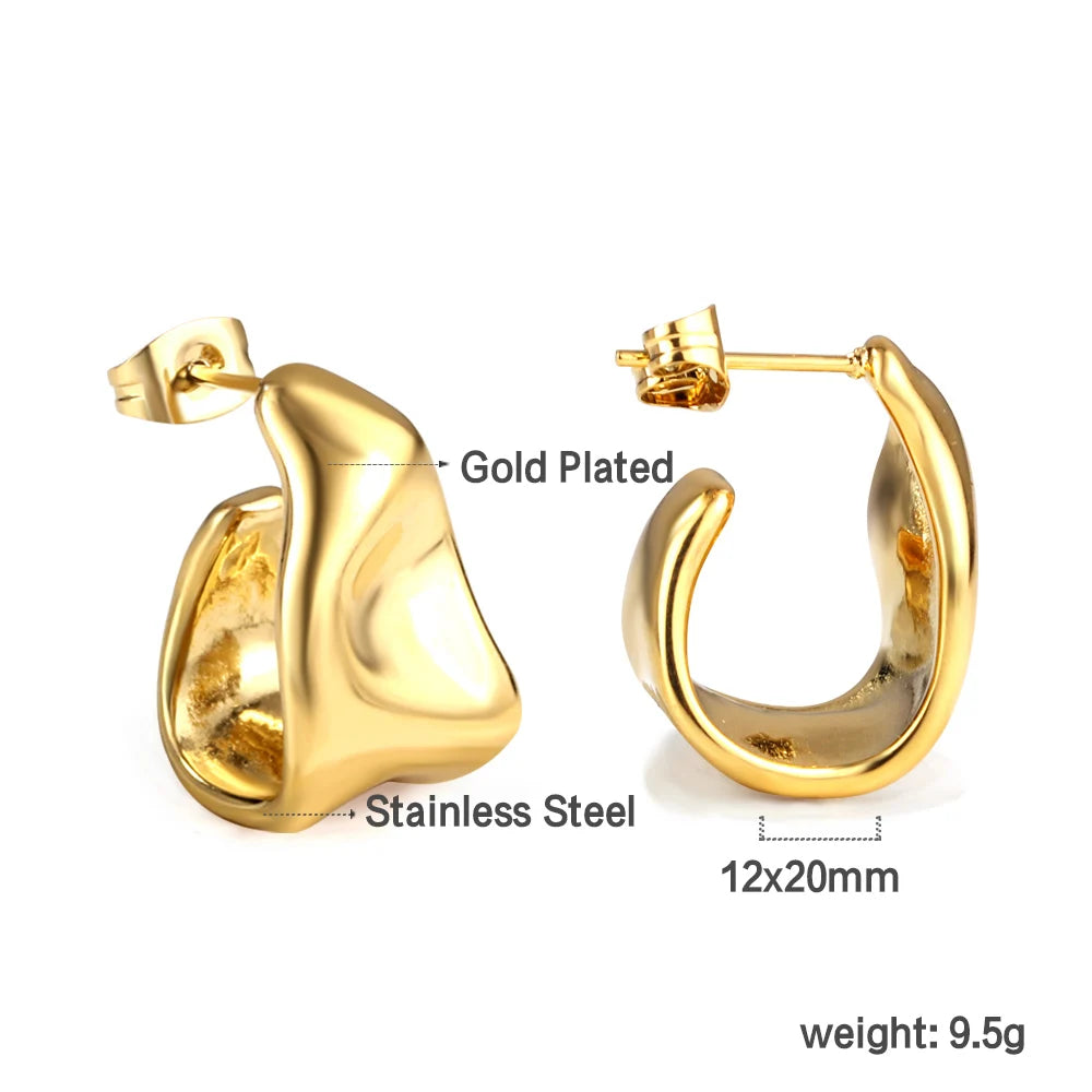 LUXUKISSKIDS Trendy Thick Round Earrings Stainless Steel Hoops for Woman/Girls Statement Huggie серьги Vintage Party Accessories