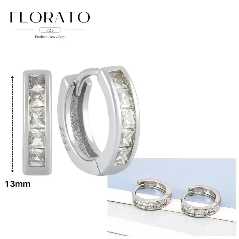 Women Pure Silver Series 925 Sterling Silver Ear Needle Geometric/Butterfly Flowers Pendant hoop Earrings Crystal Zircon Jewelry