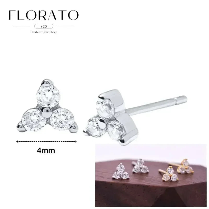 Women Pure Silver Series 925 Sterling Silver Ear Needle Geometric/Butterfly Flowers Pendant hoop Earrings Crystal Zircon Jewelry