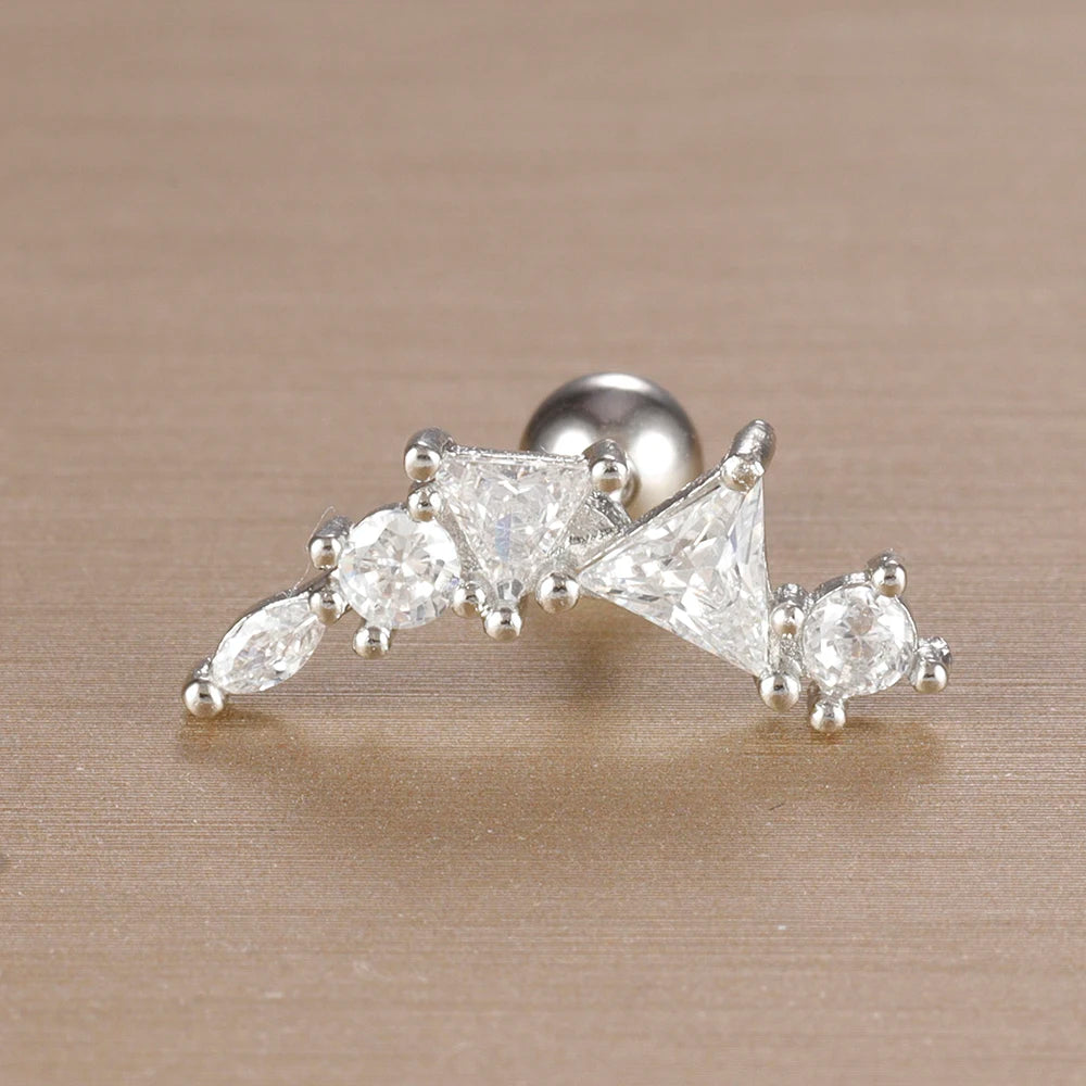 1PC 316L Stainless Steel Geometry Stud Earrings For Women Fashion Star Moon Lobe Daith Helix Cartilage Earring Piercing Jewelry