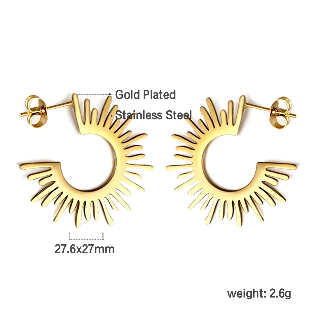 LUXUKISSKIDS Trendy Thick Round Earrings Stainless Steel Hoops for Woman/Girls Statement Huggie серьги Vintage Party Accessories