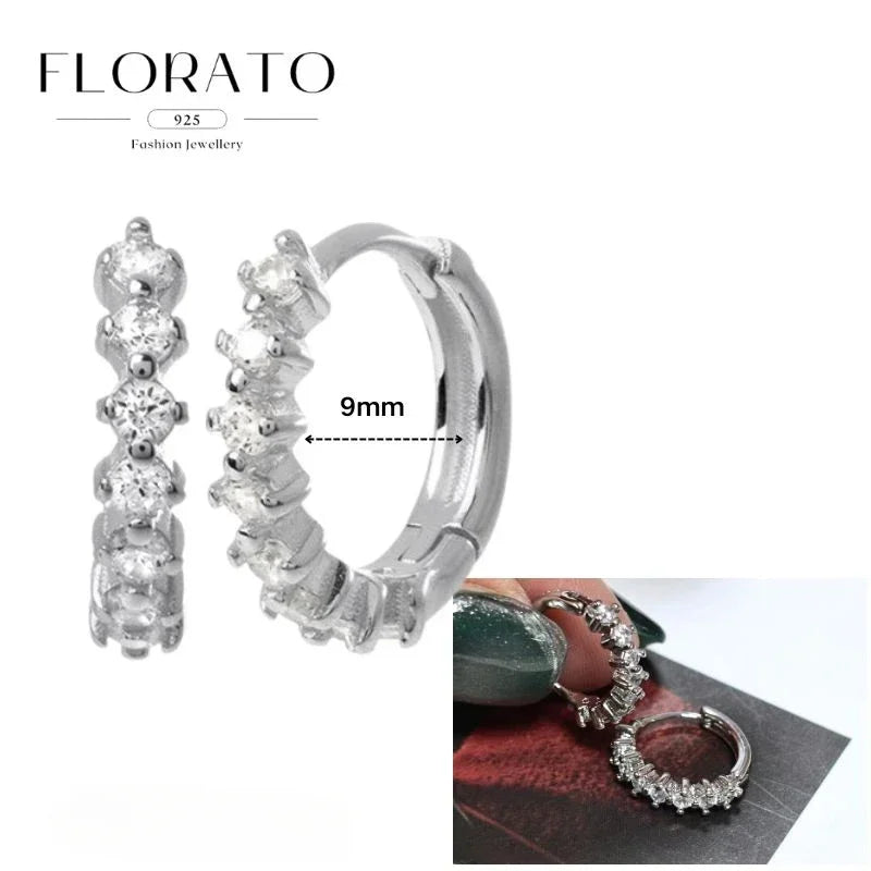 Women Pure Silver Series 925 Sterling Silver Ear Needle Geometric/Butterfly Flowers Pendant hoop Earrings Crystal Zircon Jewelry
