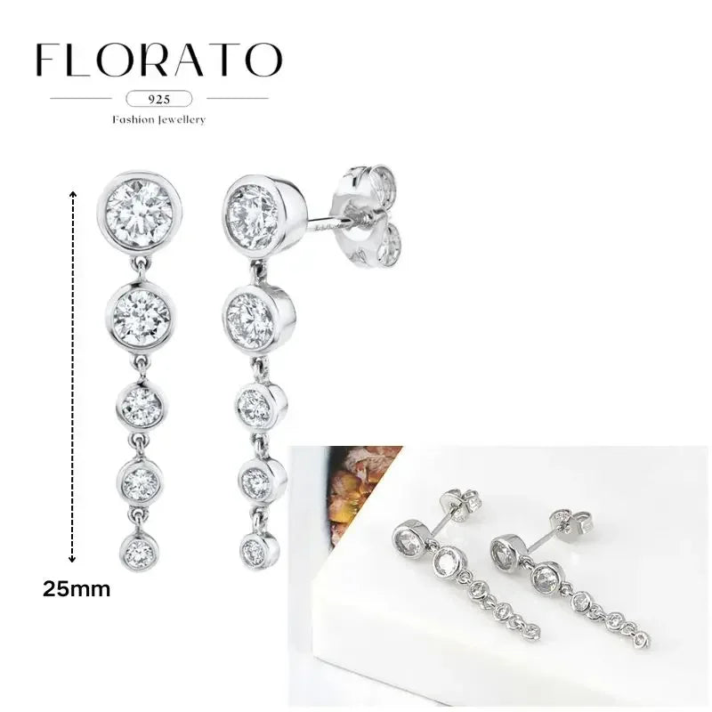 Women Pure Silver Series 925 Sterling Silver Ear Needle Geometric/Butterfly Flowers Pendant hoop Earrings Crystal Zircon Jewelry
