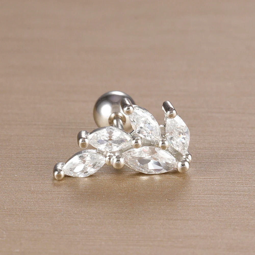 1PC 316L Stainless Steel Geometry Stud Earrings For Women Fashion Star Moon Lobe Daith Helix Cartilage Earring Piercing Jewelry