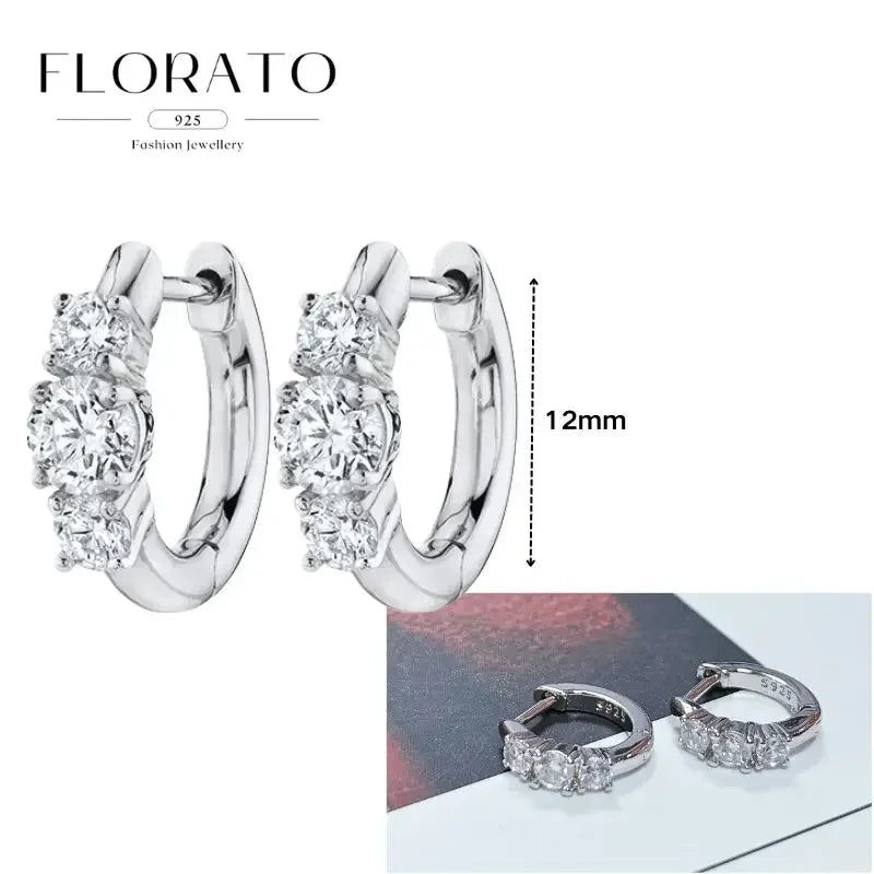 Women Pure Silver Series 925 Sterling Silver Ear Needle Geometric/Butterfly Flowers Pendant hoop Earrings Crystal Zircon Jewelry