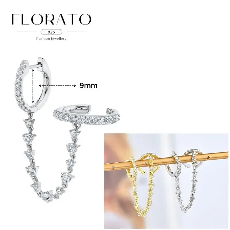 Women Pure Silver Series 925 Sterling Silver Ear Needle Geometric/Butterfly Flowers Pendant hoop Earrings Crystal Zircon Jewelry