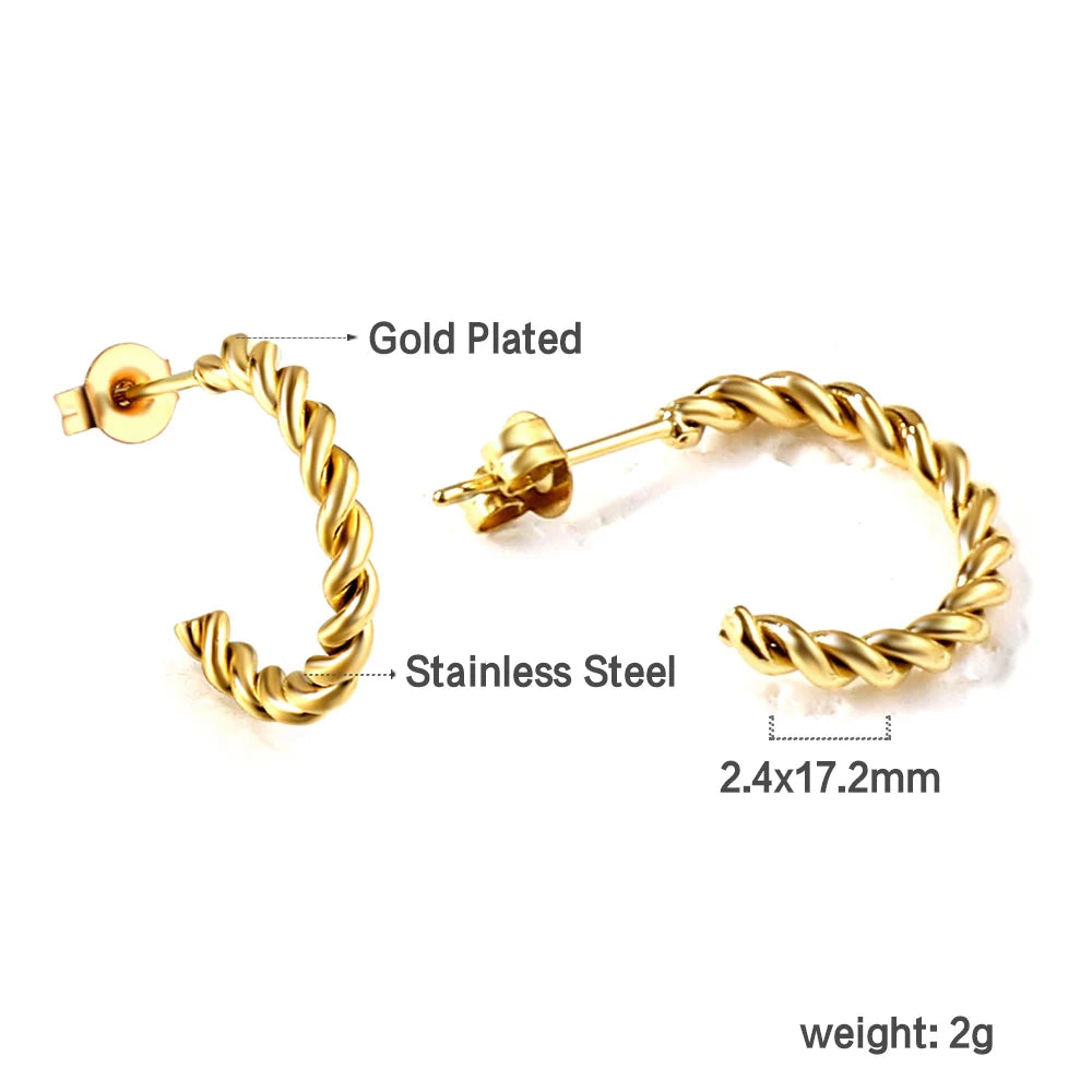 LUXUKISSKIDS Trendy Thick Round Earrings Stainless Steel Hoops for Woman/Girls Statement Huggie серьги Vintage Party Accessories