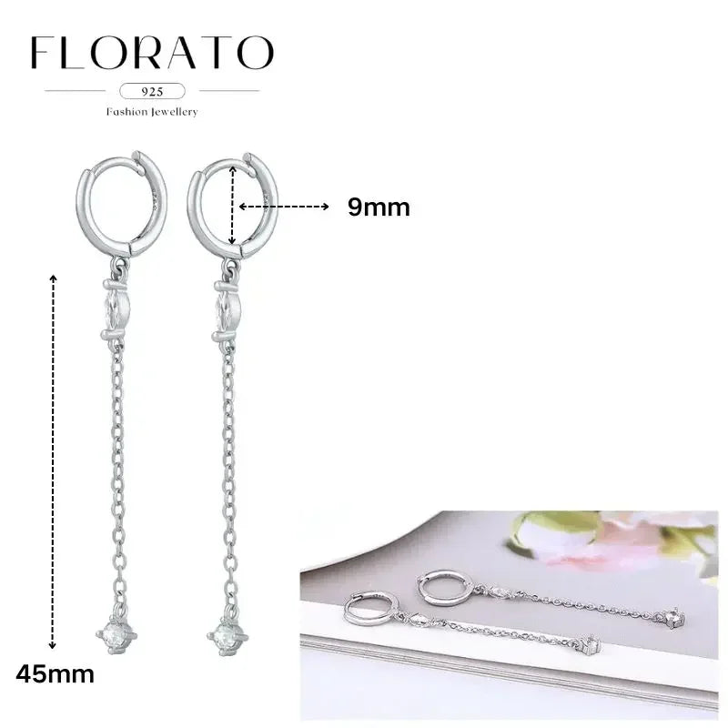 Women Pure Silver Series 925 Sterling Silver Ear Needle Geometric/Butterfly Flowers Pendant hoop Earrings Crystal Zircon Jewelry