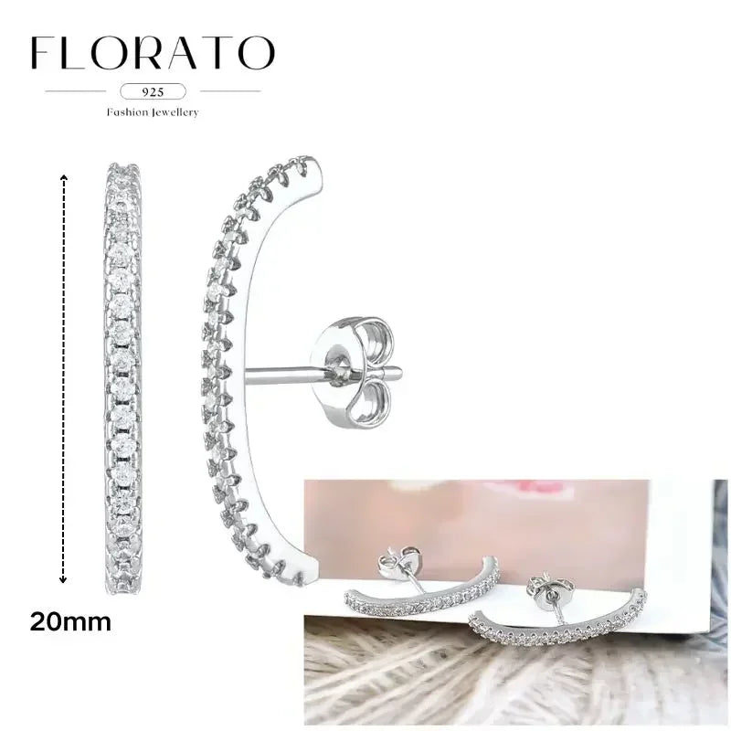 Women Pure Silver Series 925 Sterling Silver Ear Needle Geometric/Butterfly Flowers Pendant hoop Earrings Crystal Zircon Jewelry