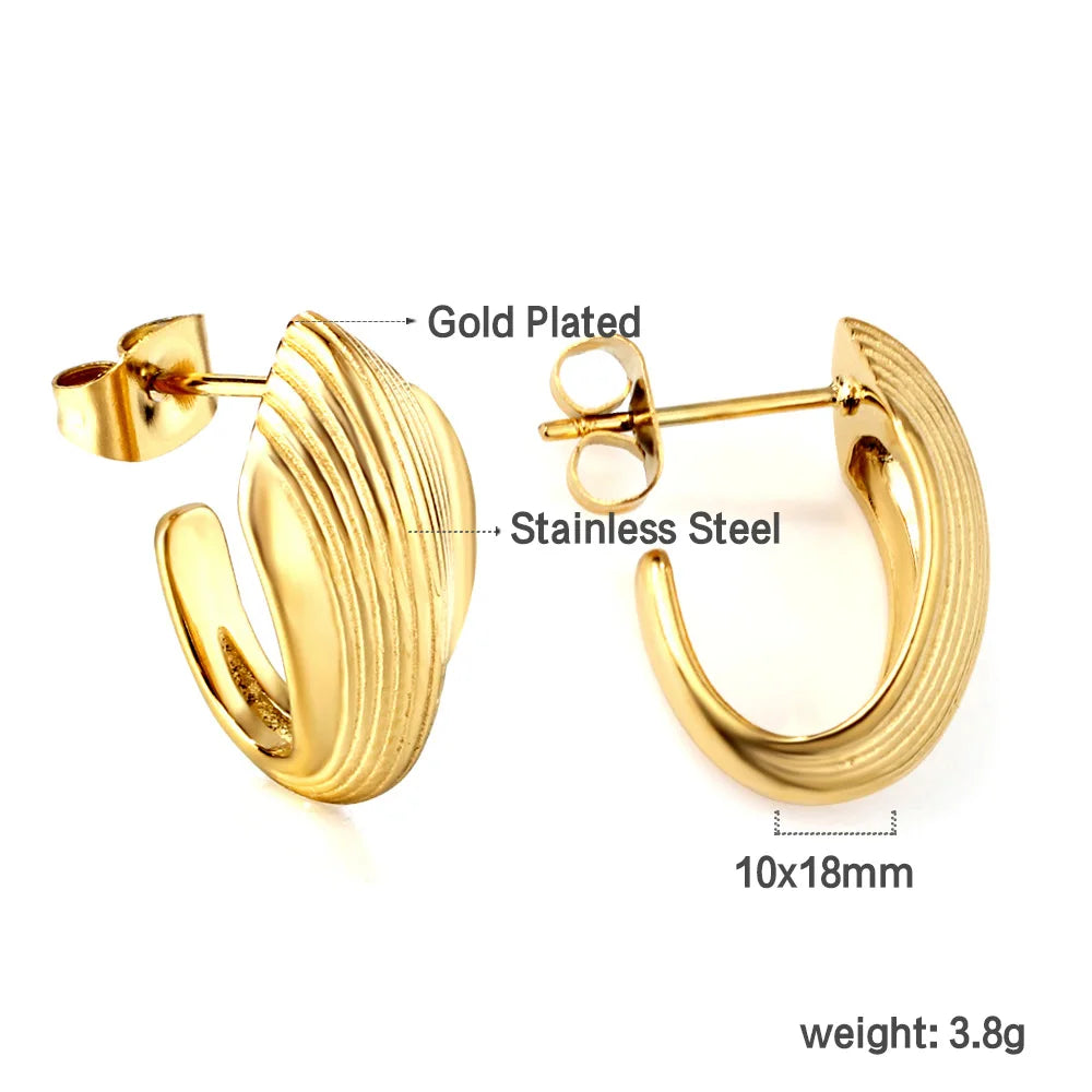 LUXUKISSKIDS Trendy Thick Round Earrings Stainless Steel Hoops for Woman/Girls Statement Huggie серьги Vintage Party Accessories