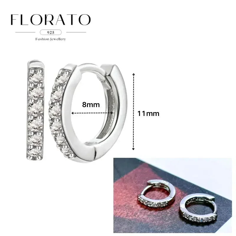 Women Pure Silver Series 925 Sterling Silver Ear Needle Geometric/Butterfly Flowers Pendant hoop Earrings Crystal Zircon Jewelry