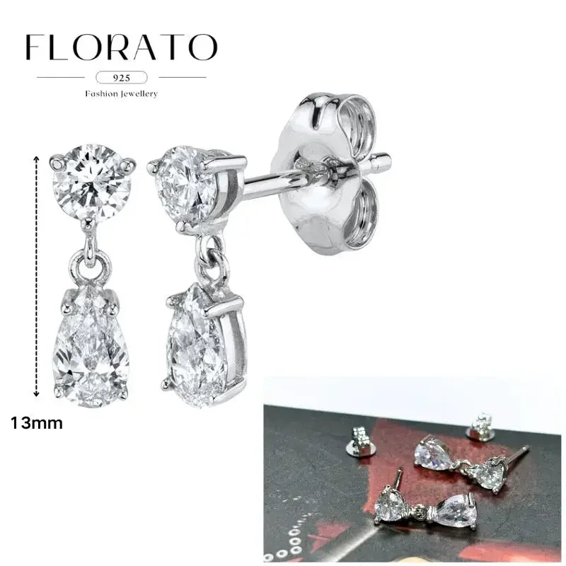 Women Pure Silver Series 925 Sterling Silver Ear Needle Geometric/Butterfly Flowers Pendant hoop Earrings Crystal Zircon Jewelry