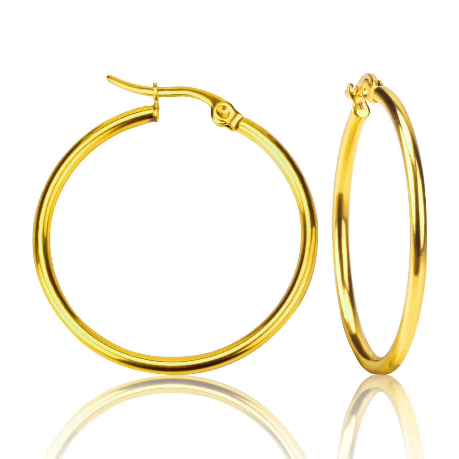 LUXUKISSKIDS Trendy Thick Round Earrings Stainless Steel Hoops for Woman/Girls Statement Huggie серьги Vintage Party Accessories