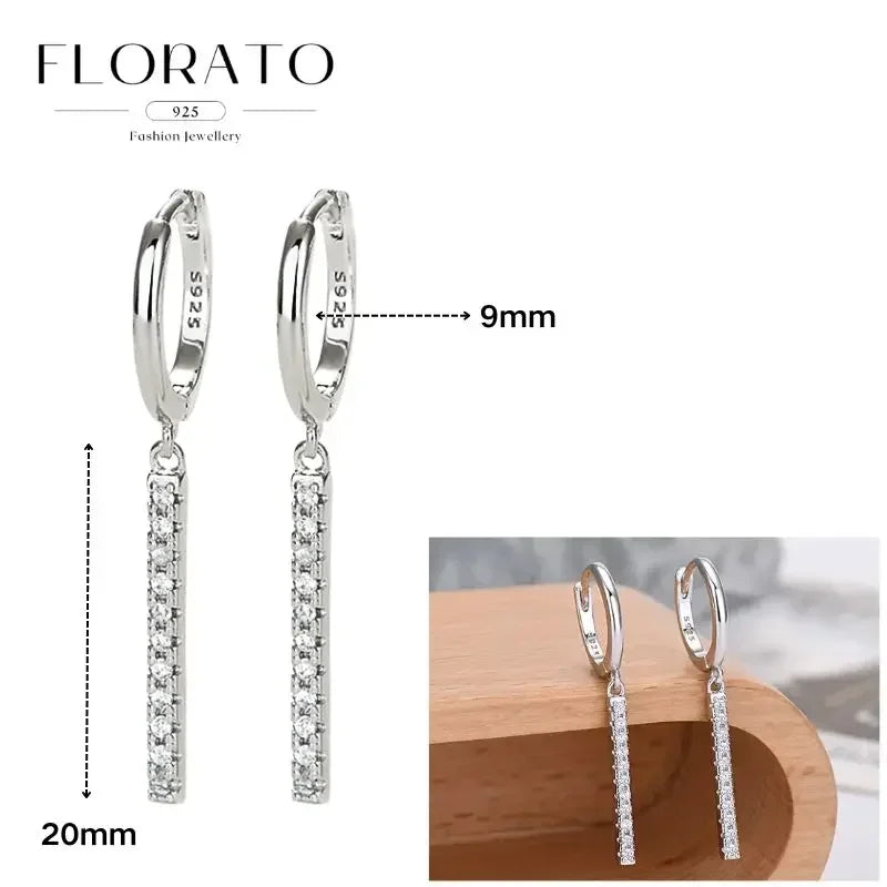 Women Pure Silver Series 925 Sterling Silver Ear Needle Geometric/Butterfly Flowers Pendant hoop Earrings Crystal Zircon Jewelry
