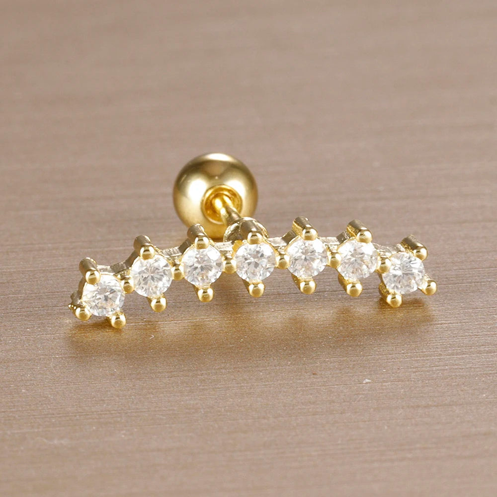 1PC 316L Stainless Steel Geometry Stud Earrings For Women Fashion Star Moon Lobe Daith Helix Cartilage Earring Piercing Jewelry