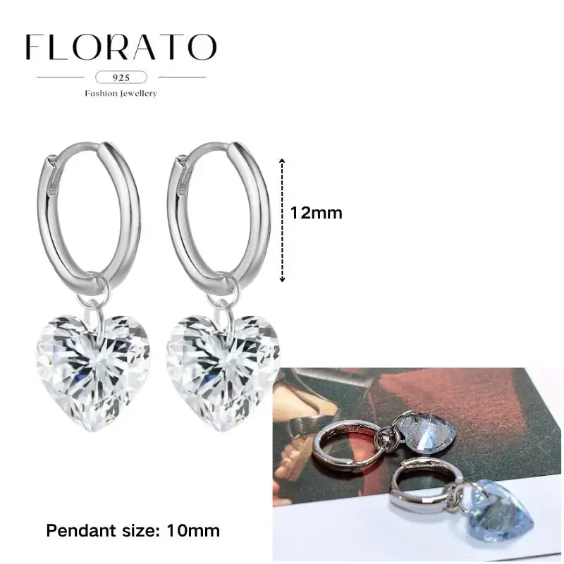 Women Pure Silver Series 925 Sterling Silver Ear Needle Geometric/Butterfly Flowers Pendant hoop Earrings Crystal Zircon Jewelry