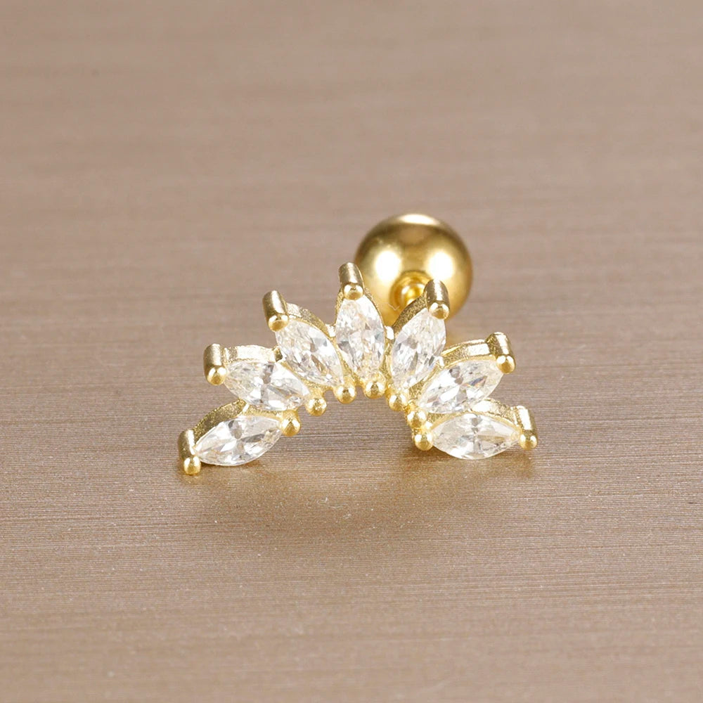 1PC 316L Stainless Steel Geometry Stud Earrings For Women Fashion Star Moon Lobe Daith Helix Cartilage Earring Piercing Jewelry
